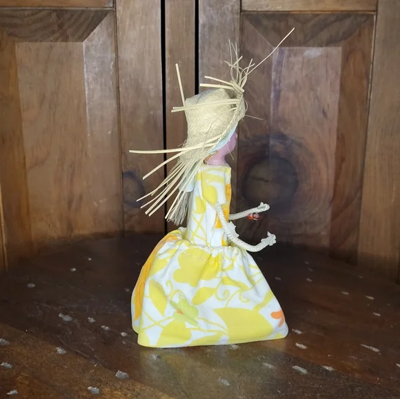 Handcrafted Doll with Yellow Floral Dress - Picture 5 of 11